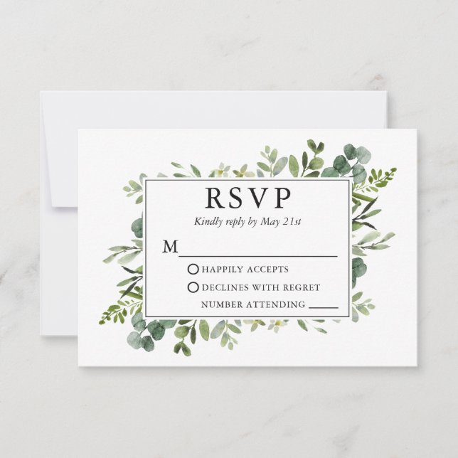 Botanische Grünpflanzen für Hochzeiten RSVP Karte (Vorderseite)