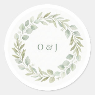 Botanische Grünpflanzen-Hochzeit Briefumschlag-Sie Runder Aufkleber