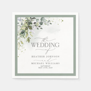 Botanische Grünpflanzen Hochzeit im Wasser Serviette