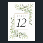 Botanische Grünpflanzen Hochzeiten Tischnummern<br><div class="desc">Diese schicken botanischen Tischnummern mit feinen Aquarellfarben-Blätter können von Ihnen personalisiert werden. Entwickelt von Thisisnotme©</div>