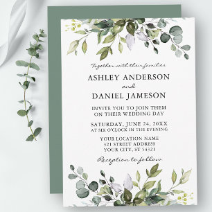 Botanische Grünpflanzen Hochzeitssaal Grün Einladung