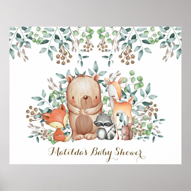 Botanische Grünpflanzen Tiere willkommen Baby Poster (Vorne)