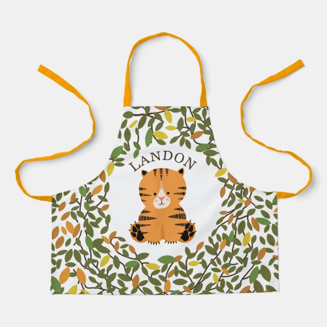 Botanische Grünpflanzen Tiger Kinder Schürze (Vorderseite)