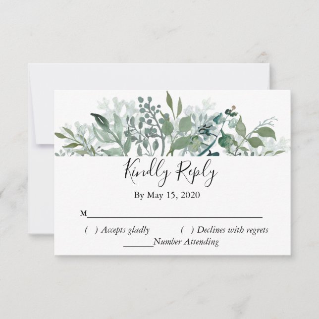 Botanische Grünpflanzen UAWG Wedding Kindly Respon RSVP Karte (Vorderseite)