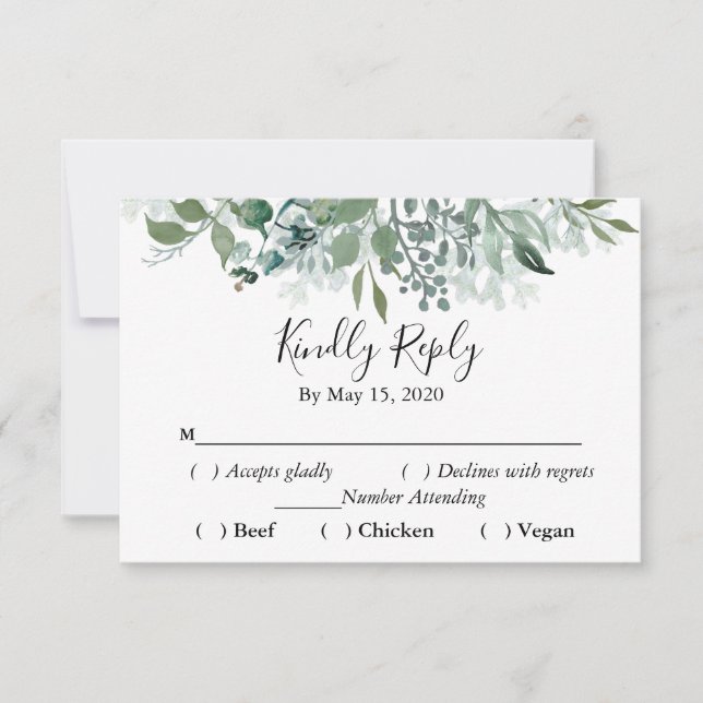 Botanische Grünpflanzen UAWG Wedding Kindly Respon RSVP Karte (Vorderseite)