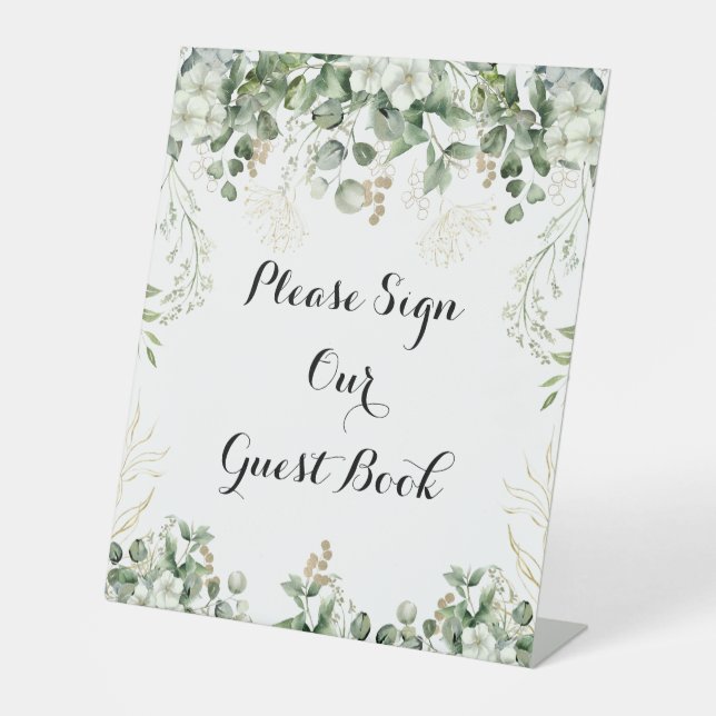Botanische Grünpflanzen und Goldhochzeit Sockelschild (Vorderseite)