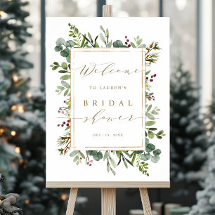Botanische Grünpflanzen Weihnachten Brautparty Wil Poster