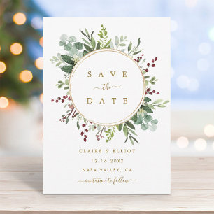 Botanische Grünpflanzen Weihnachten Goldene Hochze Save The Date
