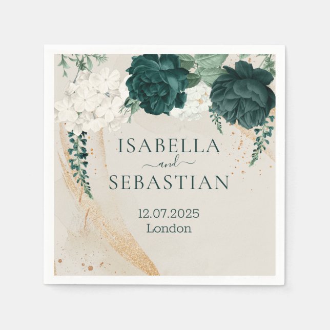Botanische Grünrose Hochzeit Serviette (Vorderseite)