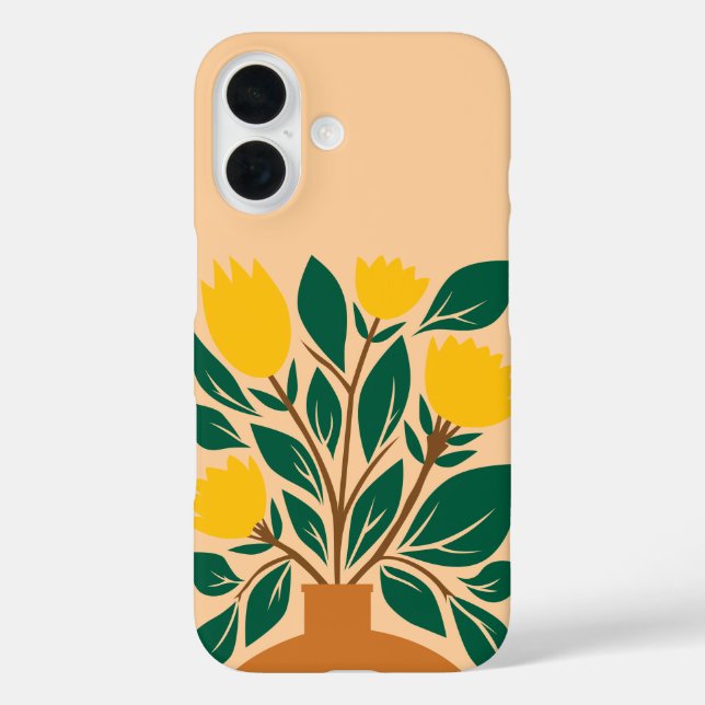 Botanische Hand zeichnend Blumentöpfe iPhone 16 Hülle (Rückseite)