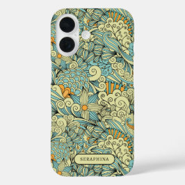 Botanische Handgezeichnete Linie Personalisiert iPhone 16 Hülle