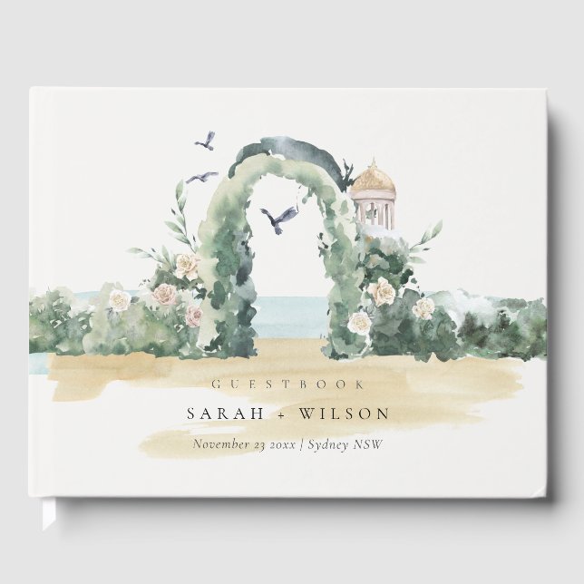 Botanische Hochzeit am Küstenstrand Gästebuch (Vorderseite)