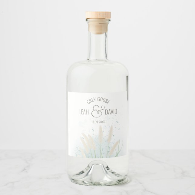 Botanische Hochzeit an der Küste Alkoholflaschenetikett (Vorderseite)