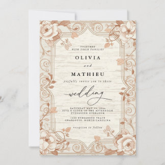 Botanische Hochzeit auf Cream Floral Einladung