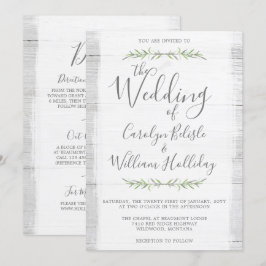 Botanische Hochzeit aus rustikalem Holz + Details  Einladung