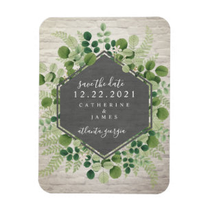 Botanische Hochzeit aus weißem Ziegelstein rettet  Magnet