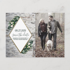 Botanische Hochzeit der Birch Tree Speichern Sie d Ankündigungspostkarte