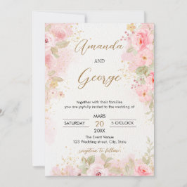 Botanische Hochzeit der eleganten Rose Einladung