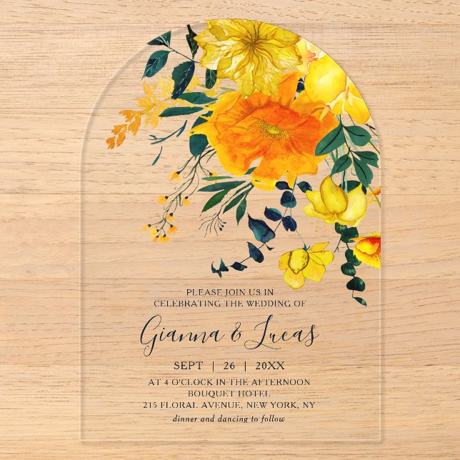 Botanische Hochzeit der Flora und Fauna Acryleinladungen (Vorderseite)