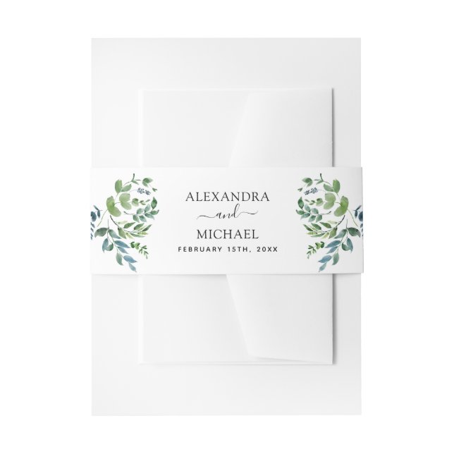 Botanische Hochzeit der grünen Foliage Einladungsbanderole (Vorderseite Beispiel)