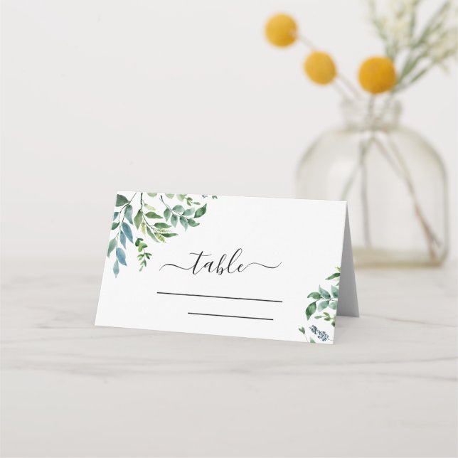 Botanische Hochzeit der grünen Foliage Platzkarte (Vorderseite)