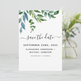 Botanische Hochzeit der grünen Foliage Save The Date