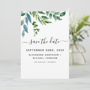Botanische Hochzeit der grünen Foliage Save The Date