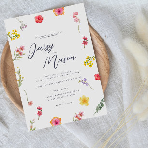 Botanische Hochzeit der Minimalistischen Wildblume Einladung