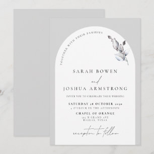 Botanische Hochzeit der modernen grauen Bögen Einladung