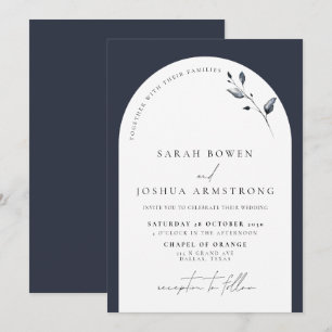 Botanische Hochzeit der modernen Navy Blue Arch Einladung