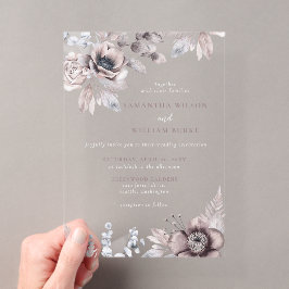 Botanische Hochzeit der Rustikalen Marine Mauve Acryleinladungen