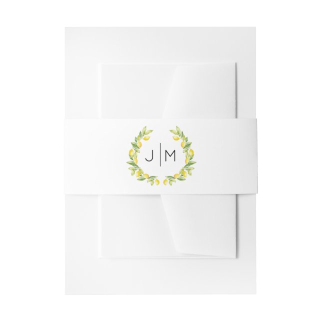 Botanische Hochzeit des Lemon Wreath Einladungsbanderole (Vorderseite Beispiel)