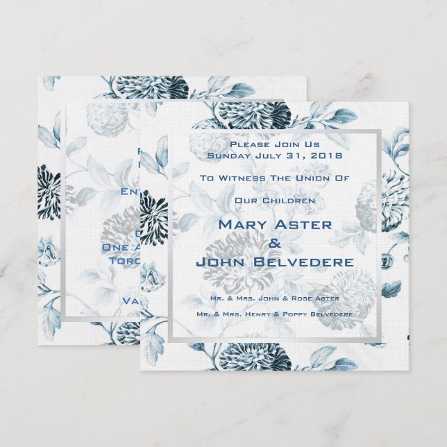 Botanische Hochzeit eines Vintagen Blumentoils Einladung (Vorne/Hinten)