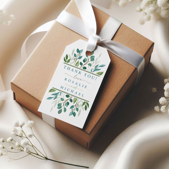 Botanische Hochzeit Geschenkanhänger (Botanical Greenery Custom Thank You Wedding Gift Tag )