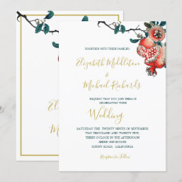 Botanische Hochzeit Gold Elegante Modernes Granata Einladung