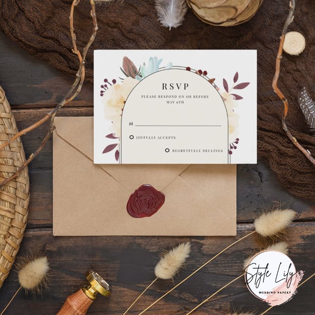 Botanische Hochzeit im eleganten Fall RSVP Karte (Von Creator hochgeladen)
