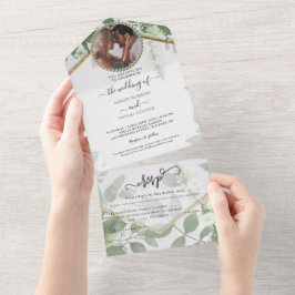 Botanische Hochzeit im Grünen All In One Einladung