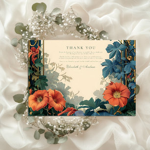 Botanische Hochzeit im Jugendstil - elegante Rahme Dankeskarte