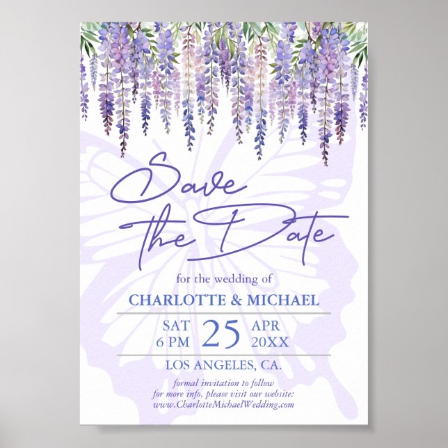 Botanische Hochzeit im Wisteria Garden Save the Da Poster (Vorne)