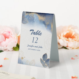 Botanische Hochzeit in Blue Gold Tischaufsteller