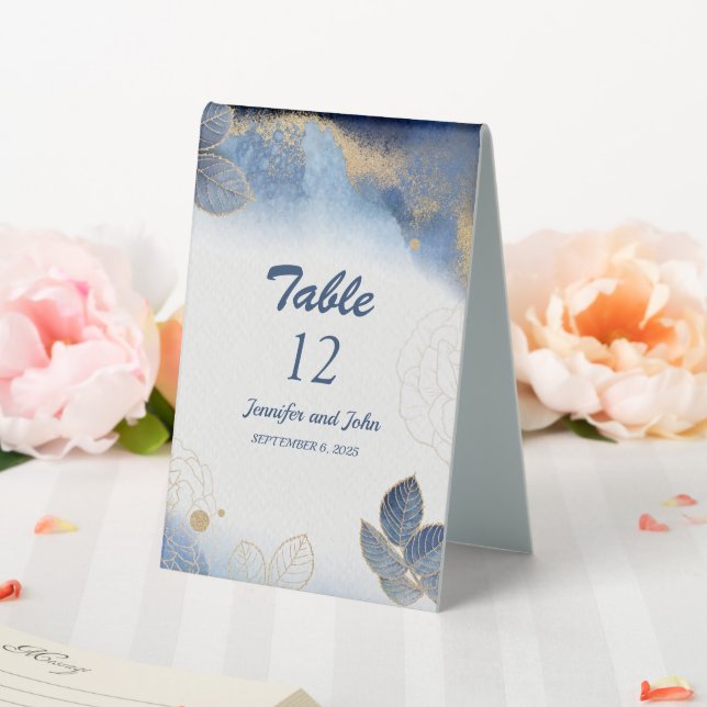 Botanische Hochzeit in Blue Gold Tischaufsteller (In Situ (Hochzeit))