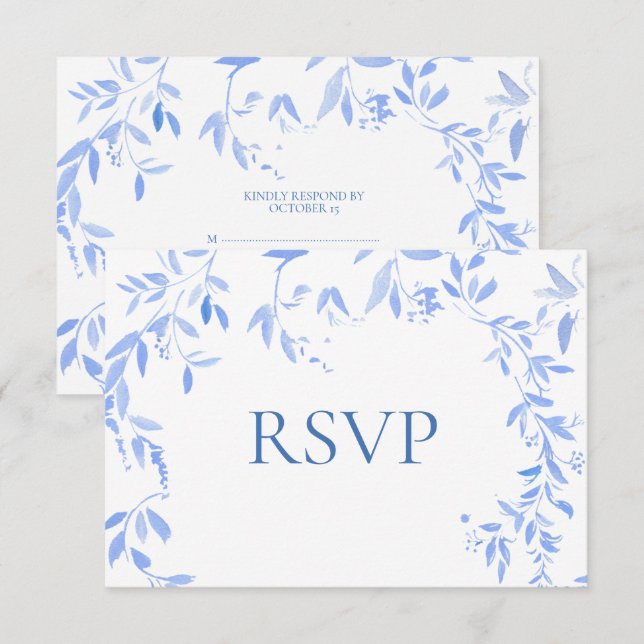 Botanische Hochzeit in der Blauen Flora RSVP Karte (Vorne/Hinten)