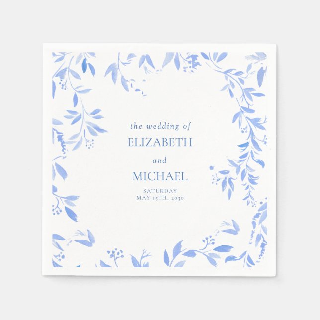 Botanische Hochzeit in der Blauen Flora Serviette (Vorderseite)