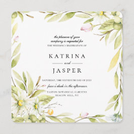 Botanische Hochzeit in der eleganten Sommer-Wildbl Einladung