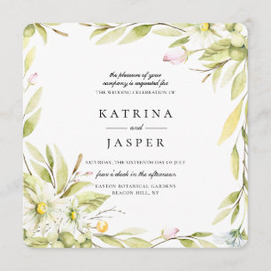 Botanische Hochzeit in der eleganten Sommer-Wildbl Einladung