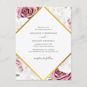Botanische Hochzeit in der Rose Floral Geometric Einladungspostkarte