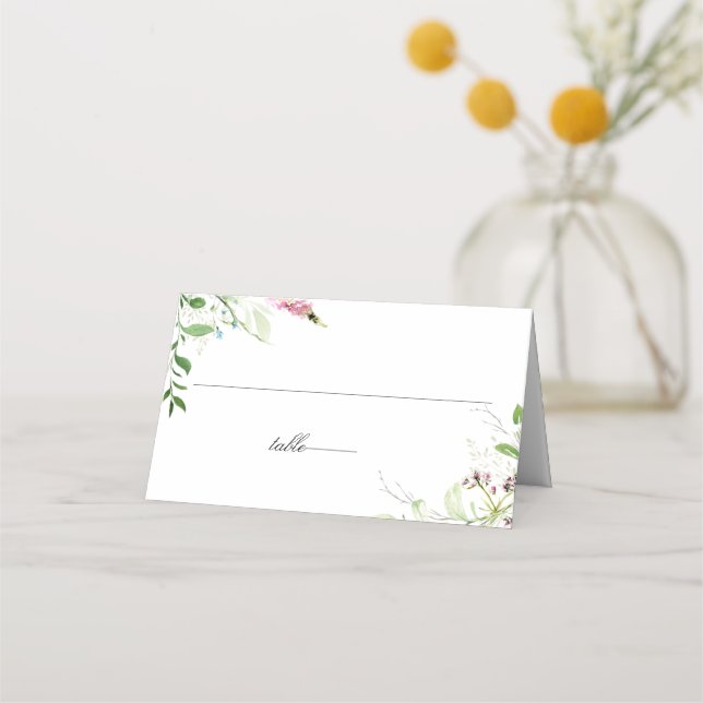 Botanische Hochzeit in der Wildblume Platzkarte (Vorderseite)
