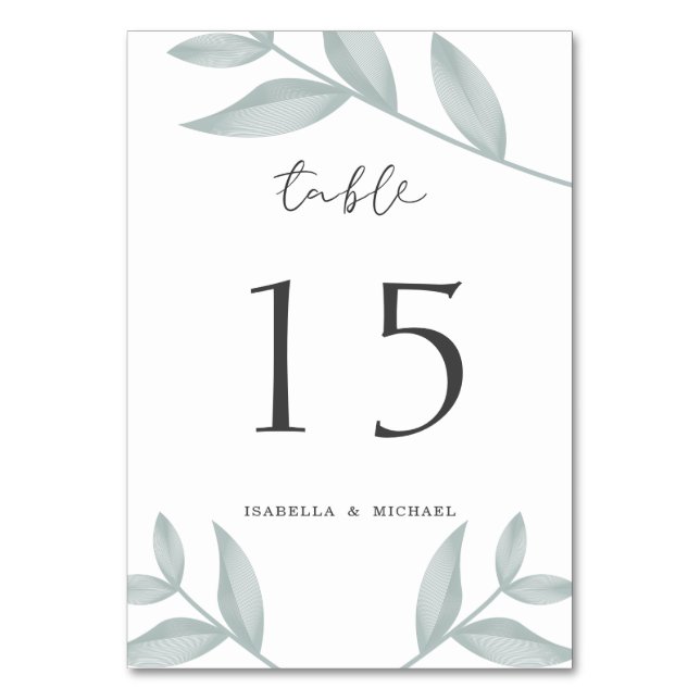 Botanische Hochzeit in Eleganform Tischnummer (Vorderseite)