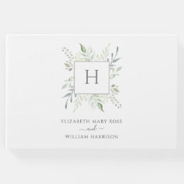 Botanische Hochzeit in elegantem Monogramm Gästebuch