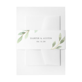Botanische Hochzeit in Grünblättern Einladungsbanderole